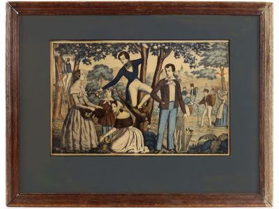 Неизвестный мастер. Раскрашенная гравюра, XIX в. 
Бумага, акварель. Размер: 43,6 х 33,6 см 