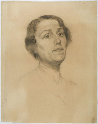 [Топ-лот! Ученица И. Машкова] Яновская О.Д. Женский портрет, 1926 г. 
Бумага, карандаш 