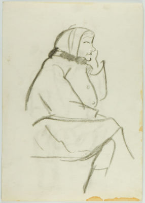 [Архив Курилко-Рюмина М.М.] Неизвестный художник. Рисунок "На остановке", последняя треть XX 