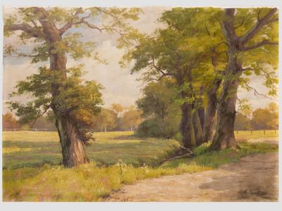 Орловский В. (по подписи). Картина &laquo;Летний пейзаж. Дубы&raquo;, 1920–1930-е гг. 
Холст, масло. 