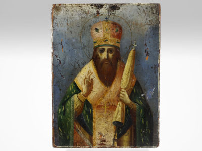 Икона "Святитель Христов Василий Великий" Россия последняя треть XIX века. Поволжье (?) 