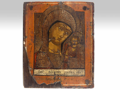 Икона Казанская Пресвятой Богородицы. Россия, Ивановская губ., с.Холуй. Конец XIX века. 