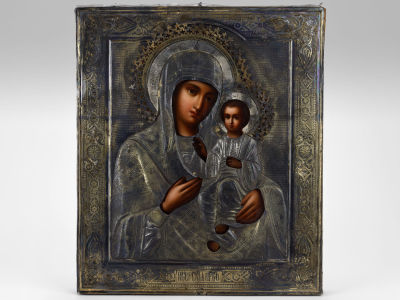 Иверская икона Преподобной Богородицы в неорусском стиле. Россия 1891, Костромская губ., с. 