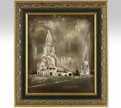 Художник Волков (по подписи). Картина &laquo;Церковь Вознесения в Коломенском&raquo;, 1997 г. 
Холст 