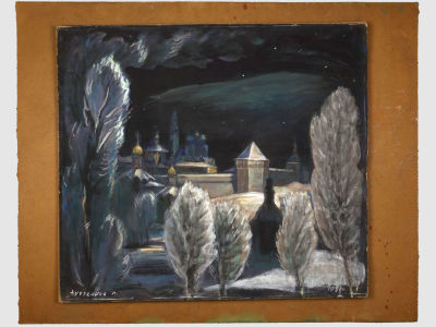 [Архив художника] Курзенков Л.С. Картина &laquo;Троице-Сергиева лавра. Рождество&raquo;, 1981 г. 