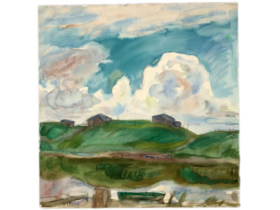 [Архив художника] Курзенков Л.С. Рисунок &laquo;Облака&raquo;, 1974 г. 
Бумага, акварель, карандаш. 