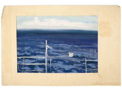 [Архив художника] Курзенков Л.С. Картина &laquo;Морской пейзаж&raquo;, 1970-е гг. 
Бумага, гуашь. 