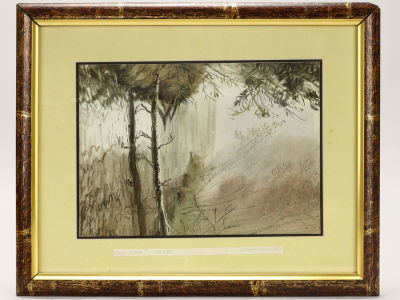 Гончаров А. (по подписи). Картина &laquo;Ино-Йоки&raquo;, 1991 г. 
Бумага, акварель. Размер: 28,3 х 21 см 