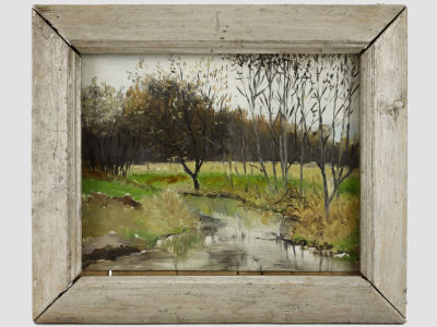 Неизвестный художник. Картина &laquo;Осенний пейзаж&raquo;, 1959 в. 
Картон, масло. Размеры: 27,2 х 22,5 