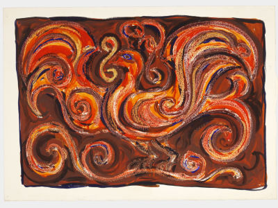 Неизвестный художник. Картина &laquo;Жар-птица&raquo;, рубеж XX–XXI вв. 
Бумага, гуашь, смешанная 