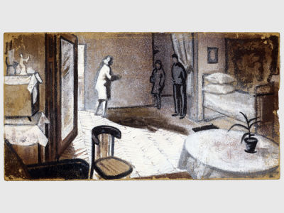 [Архив художника] Курзенков Л.С. Картина &laquo;Сцена в интерьере&raquo;, из серии работ &laquo;Воспоминания&raquo; 