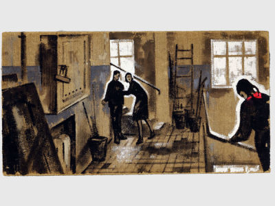 [Архив художника] Курзенков Л.С. Картина &laquo;Жанровая сцена&raquo;, из серии работ &laquo;Воспоминания&raquo; (№7). 