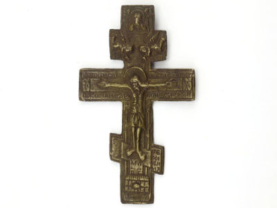Старообрядческий наперсный крест. Российская империя, начало XIX века. 
Медный сплав, литье. 