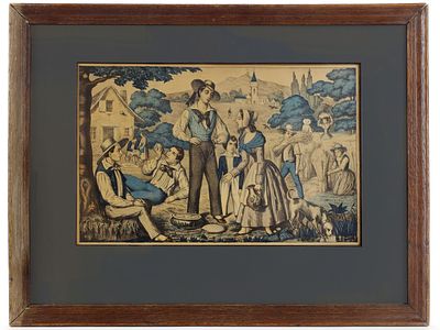 [ЕВРОПЕЙСКАЯ ГРАВЮРА XIX В.] Неизвестный мастер. Раскрашенная гравюра, XIX в. 
Сохранность 