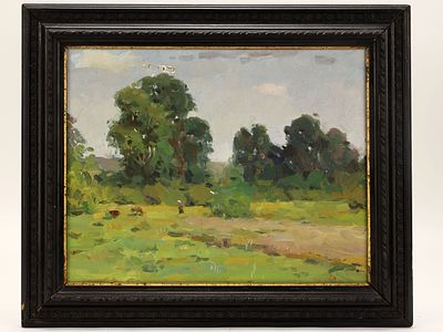 Архангельский Д.И. Картина &laquo;Поляна&raquo;, 1960-е гг., Нижний Новгород. 
Картон, масло. Размер: 39 