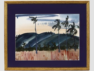 Соколова Е.С. Работа &laquo;Южный пейзаж&raquo;, рубеж XX–XXI вв. 
Бумага, акварель. Размер: 28,8 х 20 см 