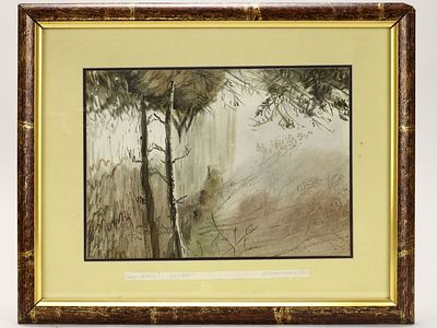 Гончаров А. (по подписи). Картина &laquo;Ино-Йоки&raquo;, 1991 г. 
Бумага, акварель. Размер: 28,3 х 21 см 