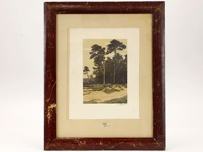 Волков Н.Н. Работа &laquo;Сосны&raquo;, последняя треть XX в. 
Бумага, гравюра на дереве. Размер: 13,5 х 