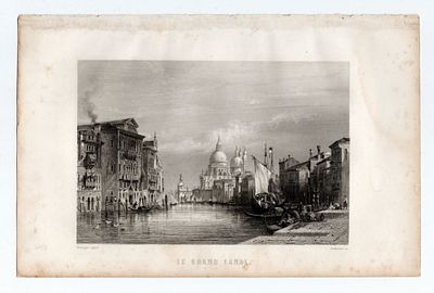 [ЕВРОПЕЙСКАЯ ГРАВЮРА XIX В.] Утвайт Ж.-Ж. по рисунку Руарга А. Гравюра "Гранд-канал", середина 