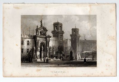 [ЕВРОПЕЙСКАЯ ГРАВЮРА XIX В.] Утвайт Ж.-Ж. по рисунку Руарга А. Гравюра "Арсенал", середина XIX 