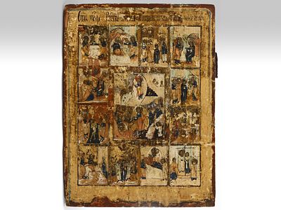 Икона &laquo;Воскресение Христово с двунадесятыми праздниками&raquo;. Центральная Россия. Конец XIX- начало 