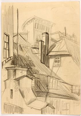 [Архив художника] Курзенков Л.С. Рисунок "Крыши. Таллин", 1988 г. 
Работа не имеет авторской 