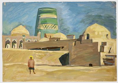 [Архив художника] Курзенков Л.С. Рисунок из серии &laquo;Восточные зарисовки&raquo;, 1970-е гг. 
