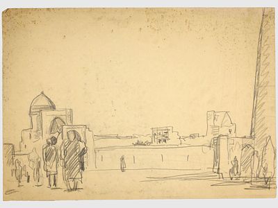 [Архив художника] Курзенков Л.С. Рисунок из серии &laquo;Восточные зарисовки&raquo;, 1970-е гг. 
Бумага, 