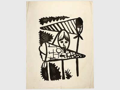 [Архив художника] Курзенков Л.С. Литография "Сачки", 1967 г. 
Бумага, типографская краска. 