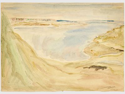 [Архив художника] Курзенков Л.С. Рисунок &laquo;Весна на Волге&raquo;, 1976 г. 
Бумага, акварель 