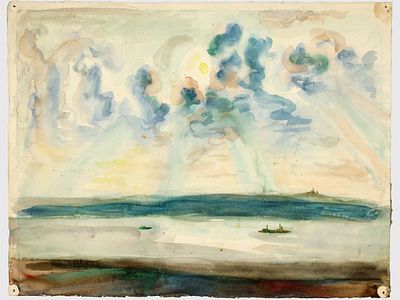 [Архив художника] Курзенков Л.С. Рисунок &laquo;Сухона&raquo;, 1975 г. 
Бумага, акварель, карандаш. 