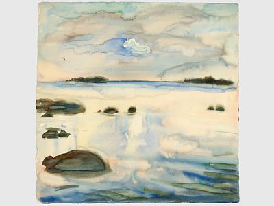 [Архив художника] Курзенков Л.С. Рисунок &laquo;Белое море&raquo;, 1970-е гг. 
Бумага, акварель, карандаш. 