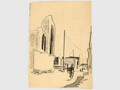 [Архив художника] Курзенков Л.С. Двусторонний рисунок из серии &laquo;Восточные зарисовки&raquo;, 1970-е 