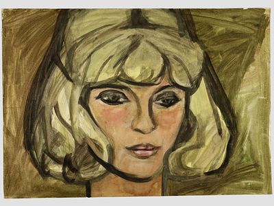 [Архив художника] Курзенков Л.С. Рисунок &laquo;Портрет девушки&raquo;, 1970-е гг. 
Работа не имеет 