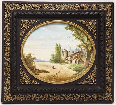 Неизвестный художник. Живопись по фарфору "Пастораль", предположительно 1 половина XIX 