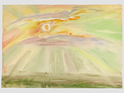 [Архив художника] Курзенков Л.С. Рисунок &laquo;Поле. Венгрия&raquo;, 1973 г. 
Бумага плотная, акварель 