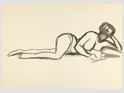 [Архив художника] Курзенков Л.С. Рисунок двусторонний &laquo;Натурщицы&raquo;, 1970-е гг. 
Бумага 