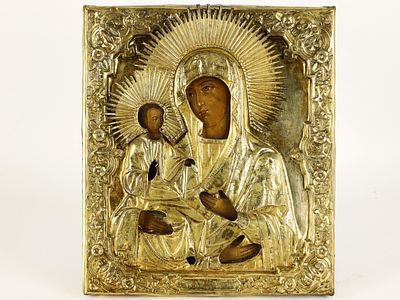 Икона Божией Матери &laquo;Троеручица&raquo;. Последняя треть XIX века. Центральная Россия. Холуй. 