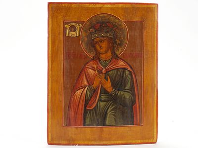 Икона "Святая Великомученица Екатерина" Российская империя, Владимирские села. Середина XIX 
