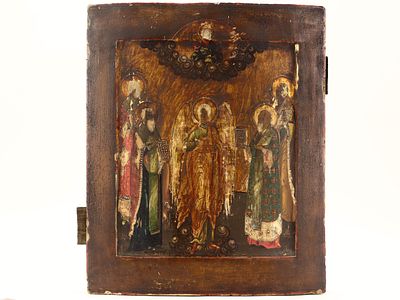 Икона Ангел хранитель с предстоящими Российская империя, последняя треть XIX века. 