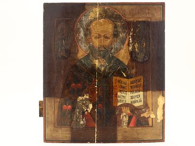 Икона Николай Мирликийский Чудотворец. Российская империя, последняя треть XIX века. 