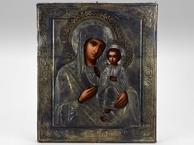 Иверская икона Преподобной Богородицы в неорусском стиле. Россия 1891, Костромская губ., с. 