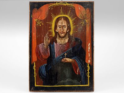 [Народная] Икона "Господь Вседержитель". Российская империя. Начало XX века. Южная, Юго-Западная 