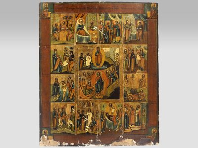 Большая икона &laquo;Воскресение Христово с двунадесятыми праздниками&raquo;. Центральная Россия 