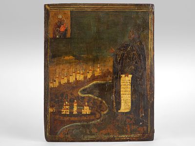 [РЕДКОСТЬ] Икона &laquo;Святой преподобный Феодосий Тотемский&raquo; Российская империя конец XVIII. 