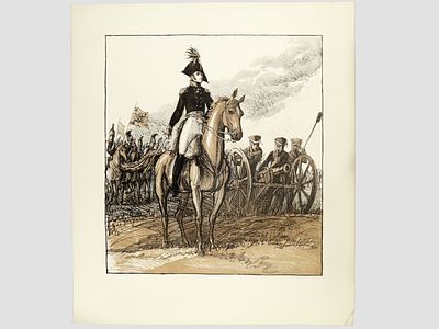 [Тема Отечественной войны 1812 года!] Неизвестный мастер. Монохромная литография &laquo;Офицер 