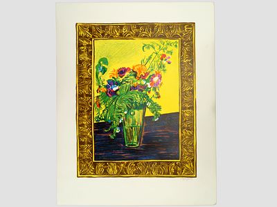 [Заслуженный и народный художник России!] Дувидов В.А. Автолитография &laquo;Полевые цветы&raquo;, 1992 