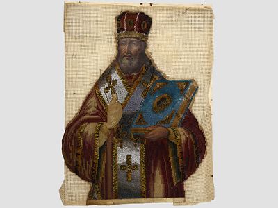 [РЕДКОСТЬ] Икона в смешанной технике. Неизвестный святитель (епископ). Российская империя 