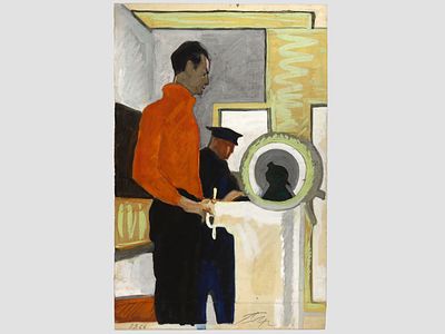 [Суровый стиль! Архив художника] Курзенков Л.С. Рисунок &laquo;Рулевой&raquo;, 1964 г. 
На лицевой 