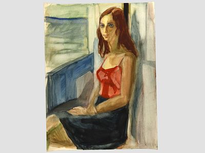 [Архив художника] Курзенков Л.С. Рисунок &laquo;Портрет сидящей девушки. Днепр&raquo;, 1972 г. 
Работа не 